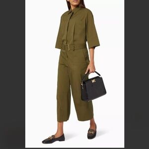 Michael Kors Collection Khaki Belted Jumpsuit no belt